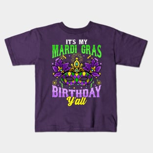 Mardi Gras Birthday Yall Kids T-Shirt